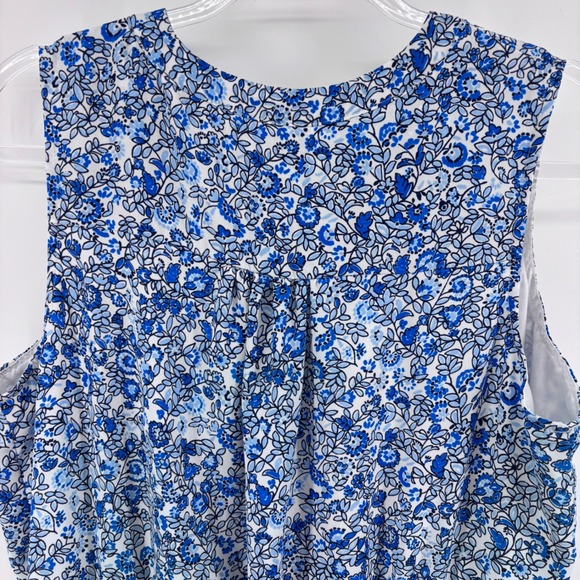 GAP Sleeveless Mini Dress Blue‎ Floral Print Drawstring Waist Casual Summer - Picture 6 of 6